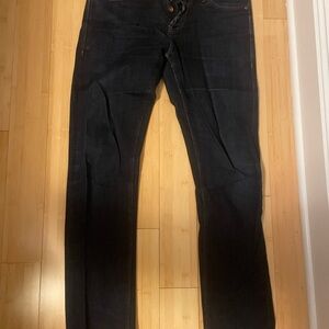 Unbranded Brand Men’s Dark Blue Stretch Selvedge Straight Jeans